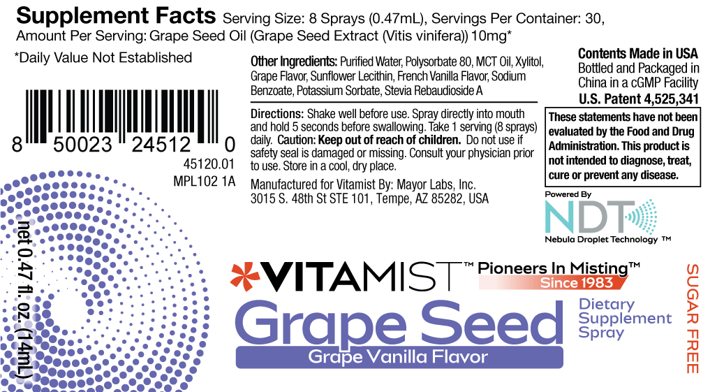 VitaMist™ Grape Seed spray is the top oral spray supplement.